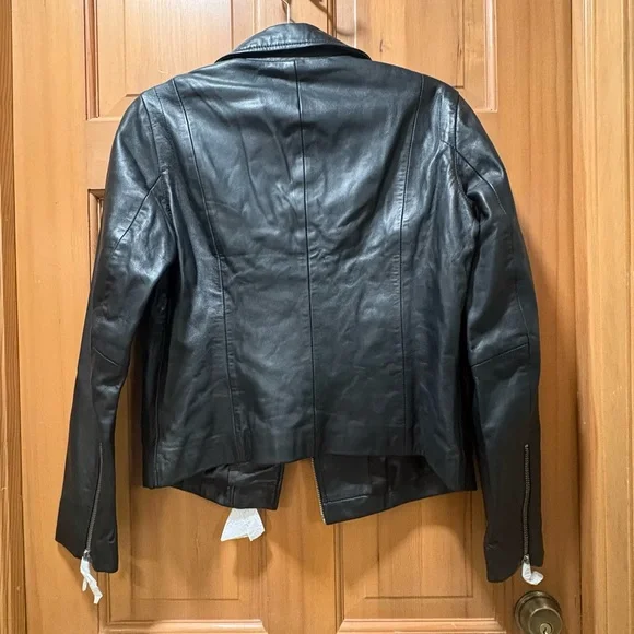 NWT! Quince | 100% Washed Leather Biker Jacket | Black | Small - Picture 9 of 10